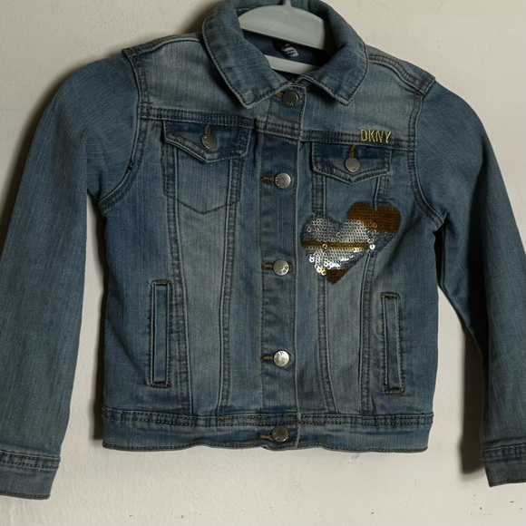 DKNY Blue and Gold Jean Jacket with Bold Back Design - Picture 10 of 10